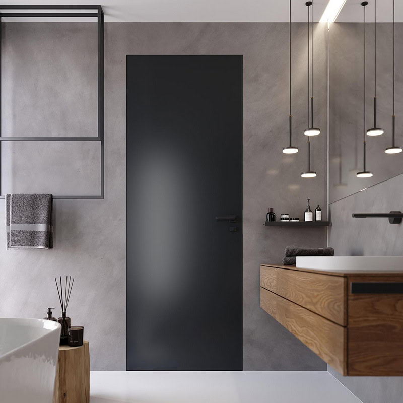 Двері SecretDoors приховані скло/дзеркало | Алюмінієвий короб Універсал 40мм (алюмінієві полотна Black) - 7