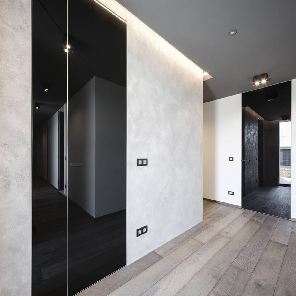 Двері SecretDoors приховані скло/дзеркало | Алюмінієвий короб Універсал 40мм (алюмінієві полотна Black) - 9